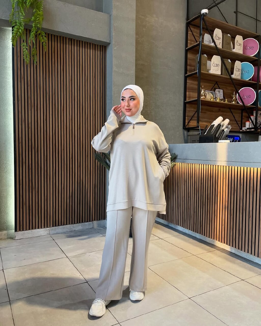 FOR YOU MODA - 44133-25Y-2 سوت قطعتين - بيج 