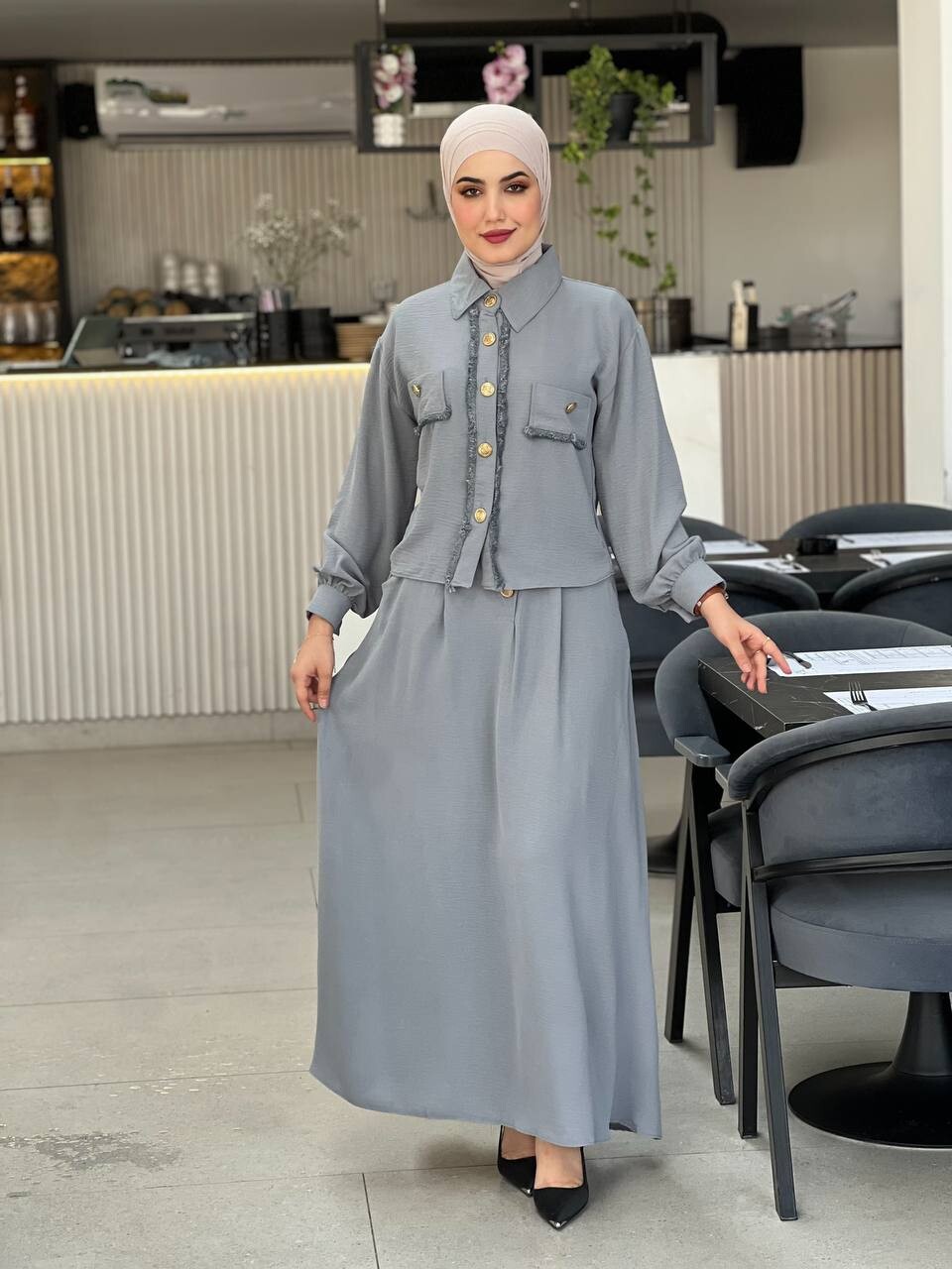 44581-53O-2 سوت قطعتبن - رصاصي - Thumbnail