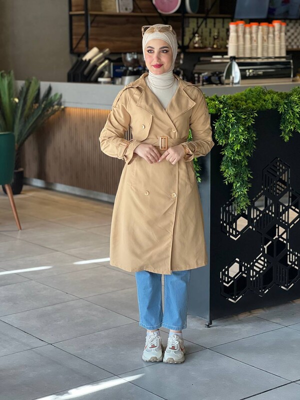 FOR YOU MODA - 0141-9X-3 ترانش كوت - بيج (1)