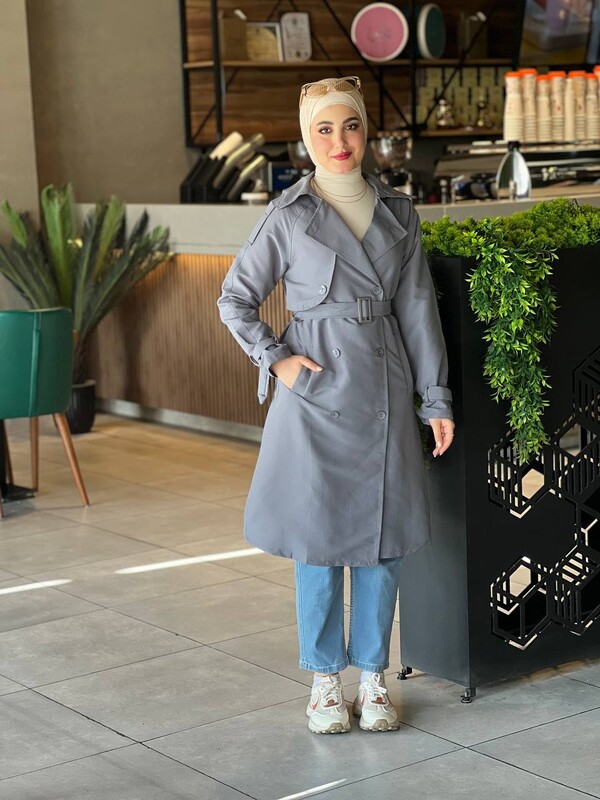 FOR YOU MODA - 0141-9X-4 ترانش كوت - رصاصي