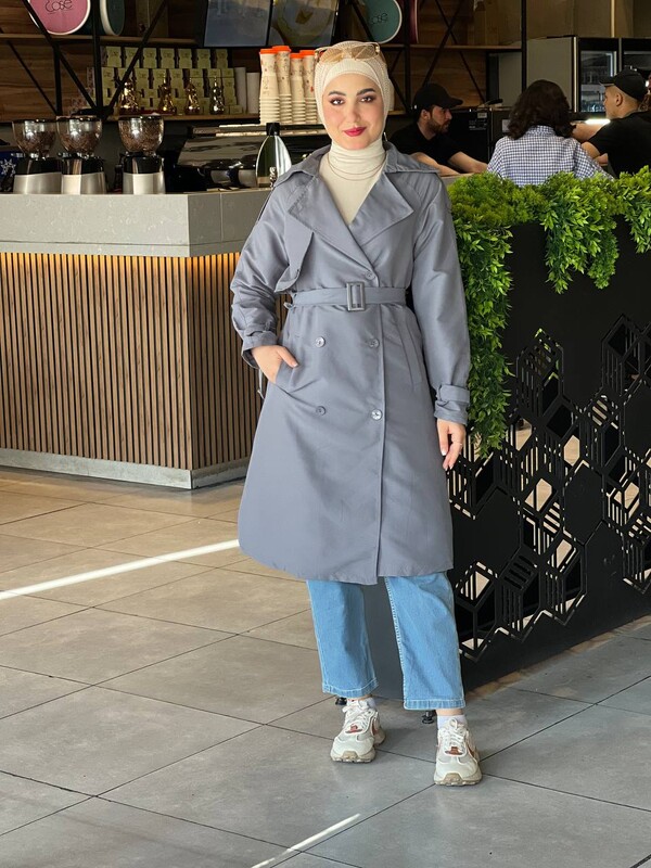 FOR YOU MODA - 0141-9X-4 ترانش كوت - رصاصي (1)