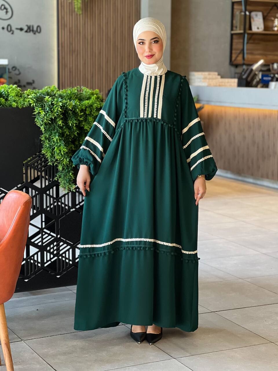 0681-65F- 2 فستان - اخضر - Thumbnail