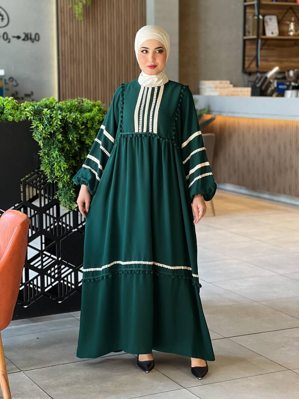 0681-65F- 2 فستان - اخضر - Thumbnail