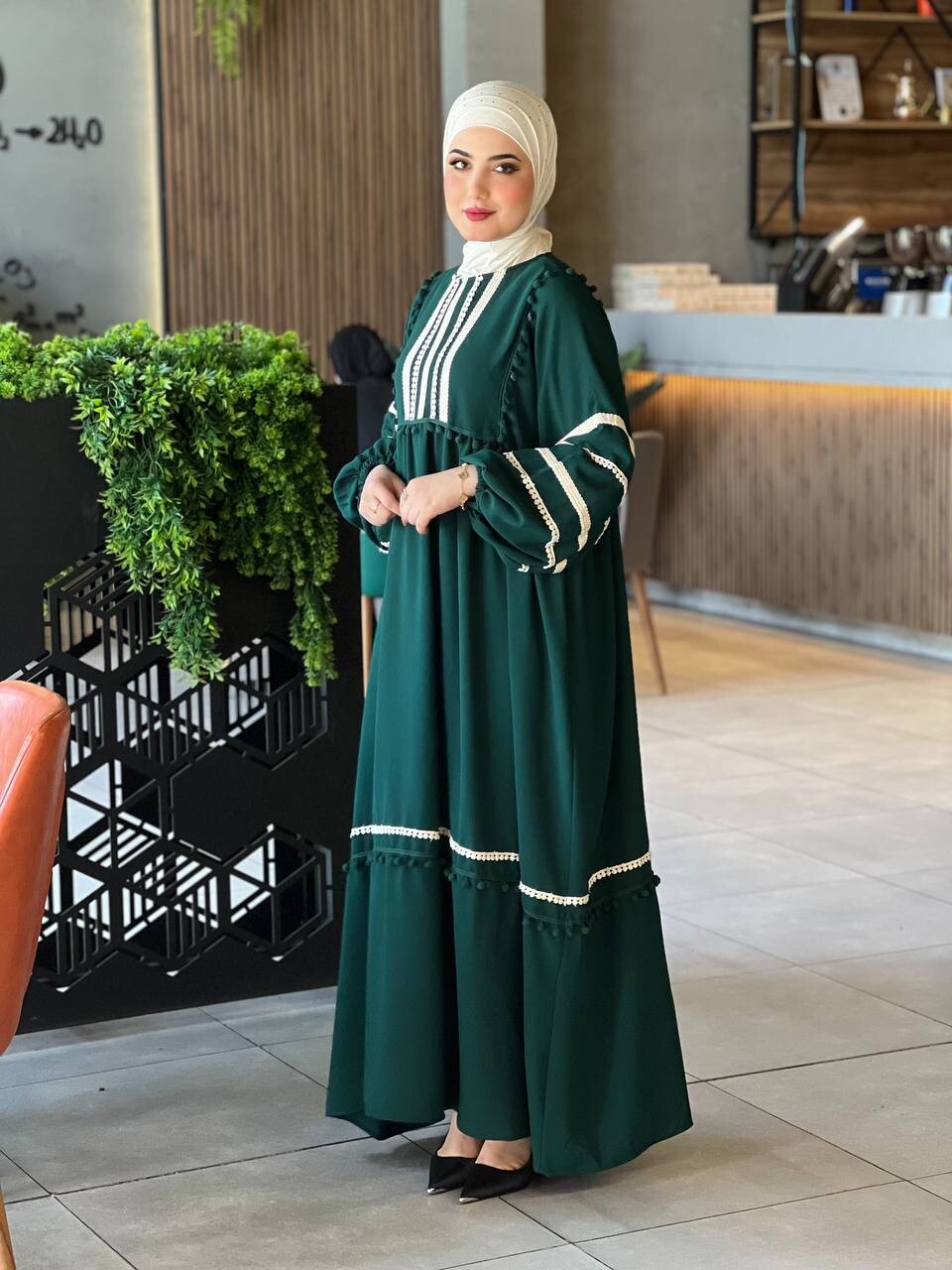 0681-65F- 2 فستان - اخضر - Thumbnail