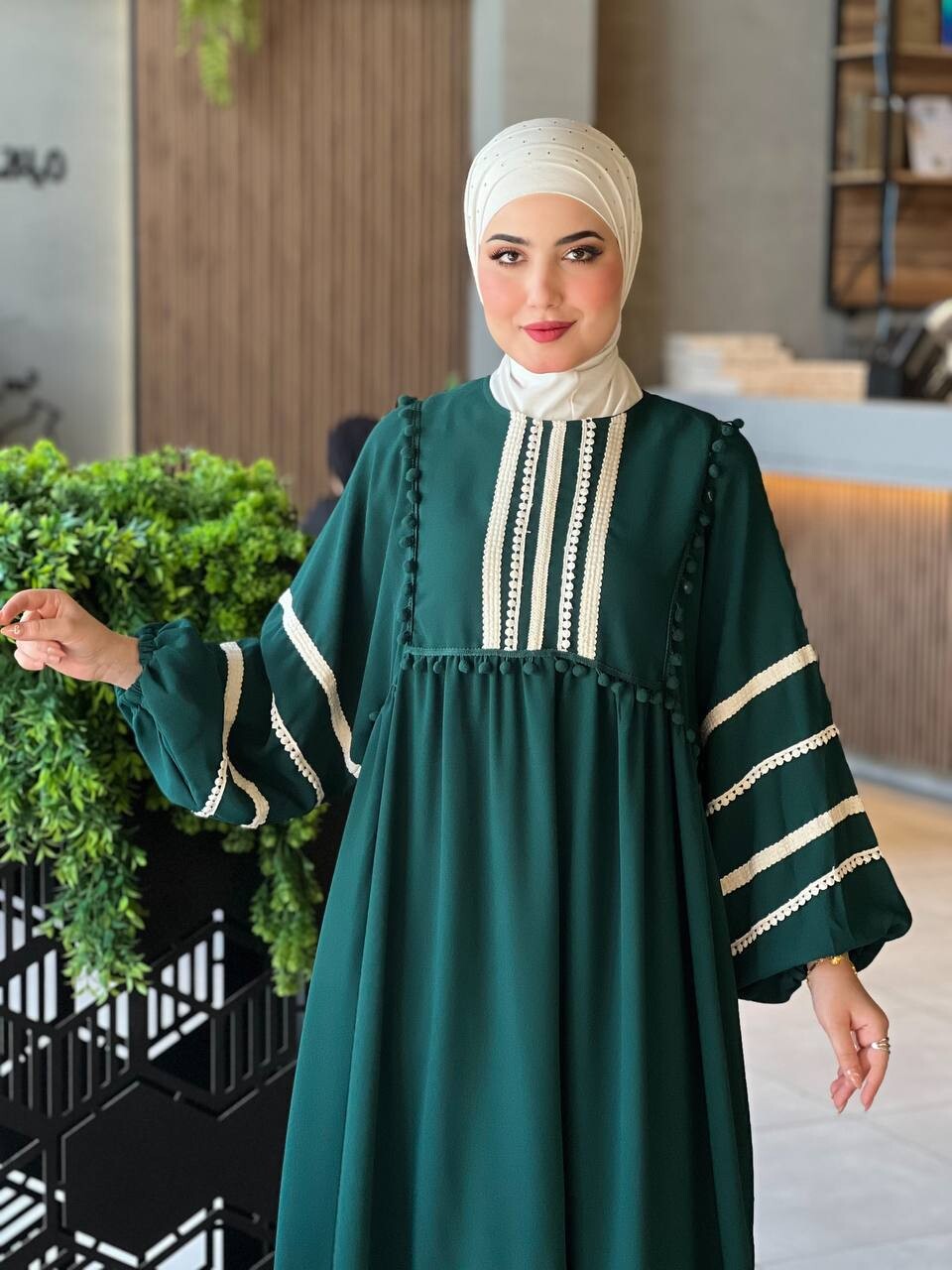 0681-65F- 2 فستان - اخضر - Thumbnail