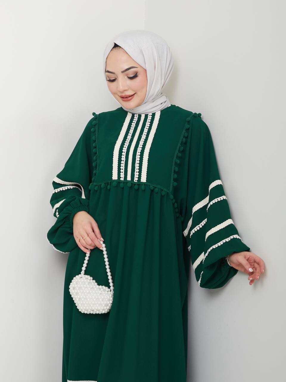 0681-65F- 2 فستان - اخضر - Thumbnail