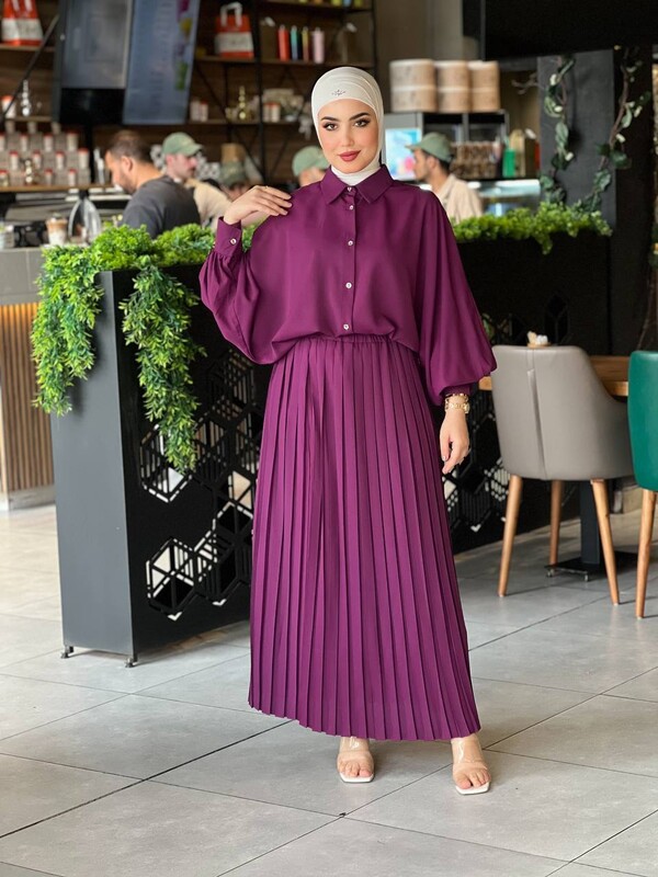 EFSUN MODA - 0745-37F-4 سوت قطعتين - بنفسجي 