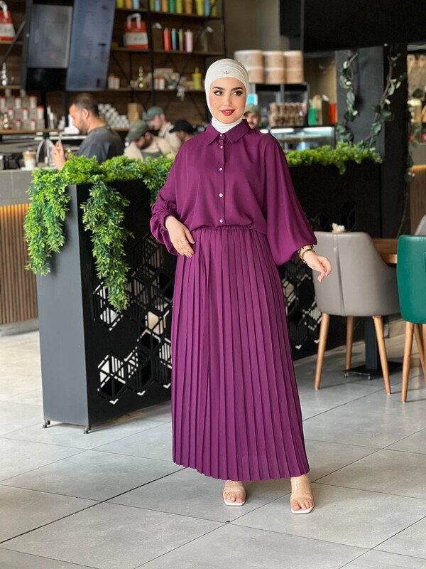 EFSUN MODA - 0745-37F-4 سوت قطعتين - بنفسجي (1)