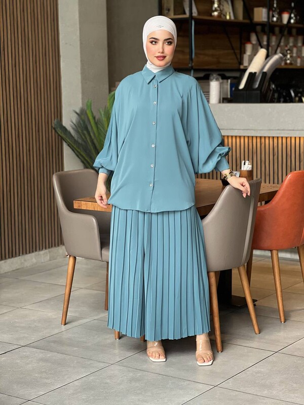 EFSUN MODA - 0745-37F-5 سوت قطعتين - شذري 