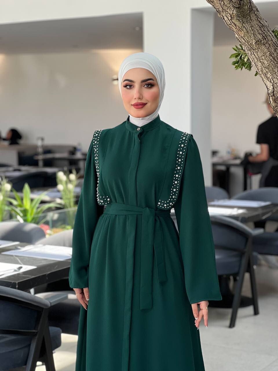 0855-31F-3 فستان لون - اخضر - Thumbnail