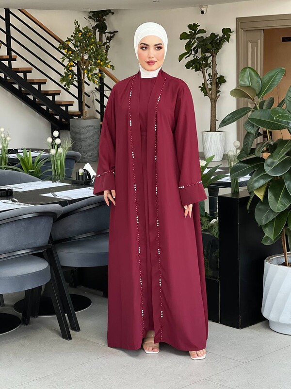 EFSUN MODA - 0874-41N- 4 فستان وصايه - ماروني (1)