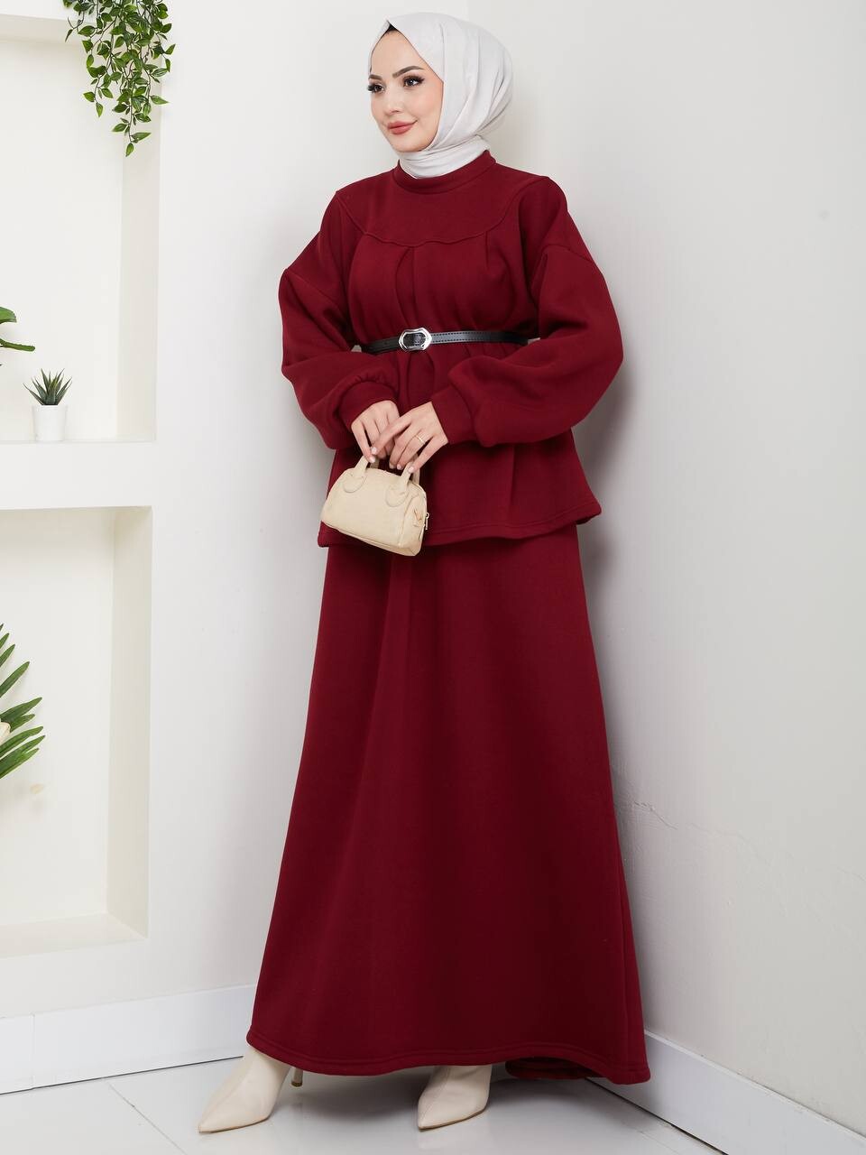 FOR YOU MODA - 0917-49N-3 طقم قطعتين - ماروني