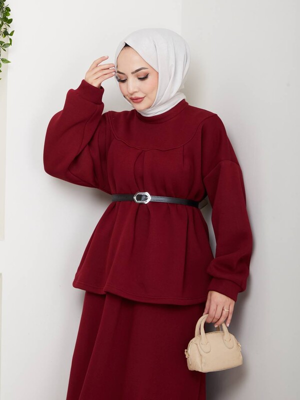 FOR YOU MODA - 0917-49N-3 طقم قطعتين - ماروني (1)