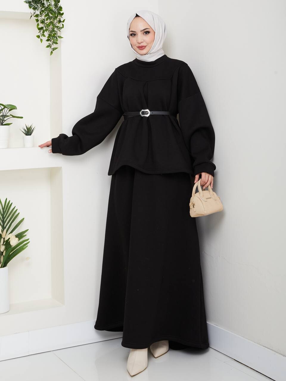 FOR YOU MODA - 0917-49N-1 طقم قطعتين - اسود