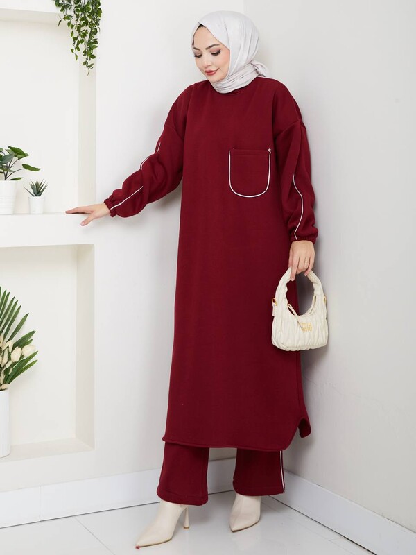 FOR YOU MODA - 0922-5F-2 طقم قطعتين - ماروني