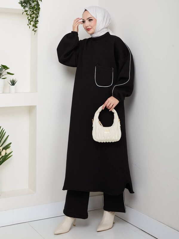 FOR YOU MODA - 0922-5F-1 طقم قطعتين - اسود