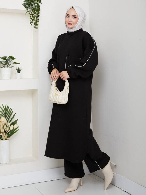 FOR YOU MODA - 0922-5F-1 طقم قطعتين - اسود (1)