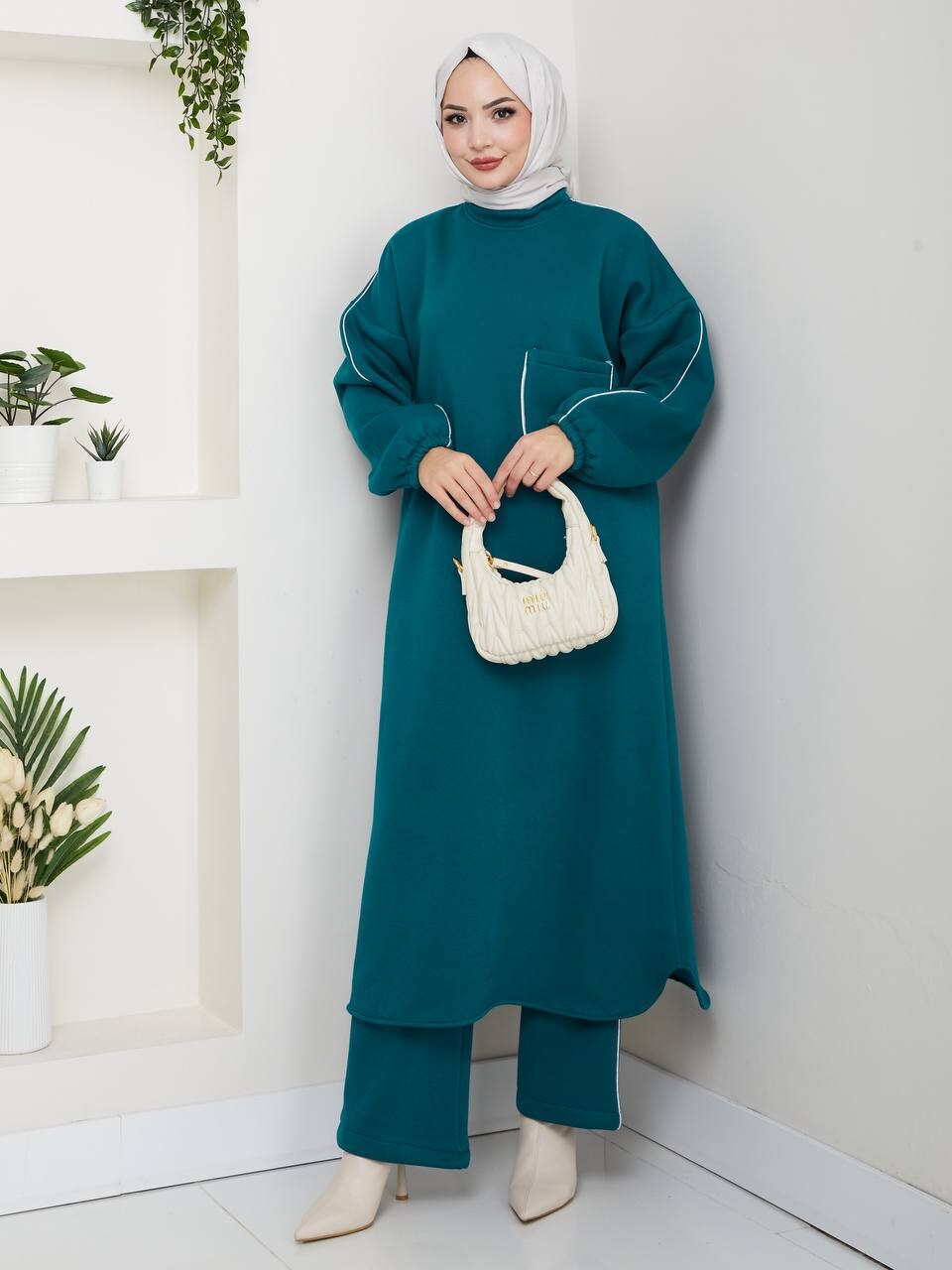 FOR YOU MODA - 0922-5F-3 طقم قطعتين - تركوازي