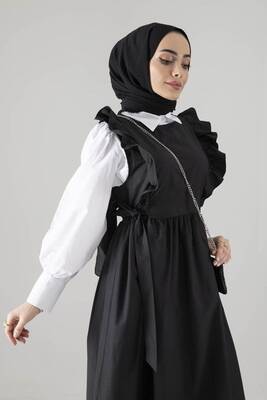 - 2103-47M-1 صدرية بوبلين مع قميص- اسود (1)  - 2103-47M-1 صدرية بوبلين مع قميص- اسود (1)