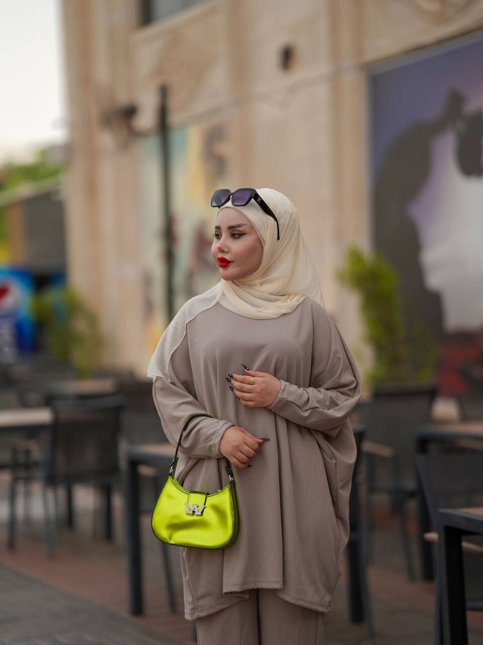 10421-26I-2 طقم قطعتين سادة - بيج - Thumbnail
