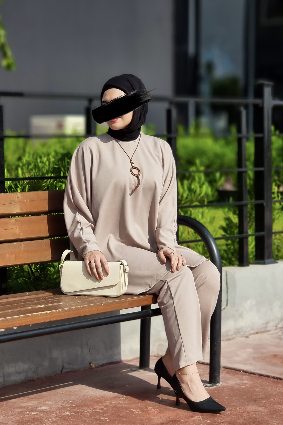 10421-26I-2 طقم قطعتين سادة - بيج - Thumbnail