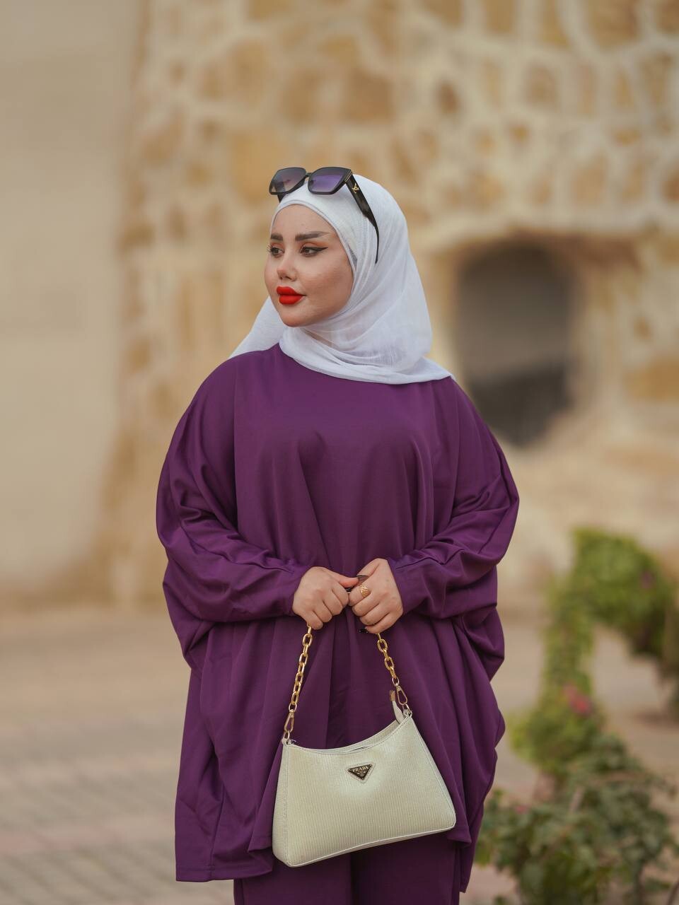 10421-26I-3 طقم قطعتين سادة - بنفسجي - Thumbnail