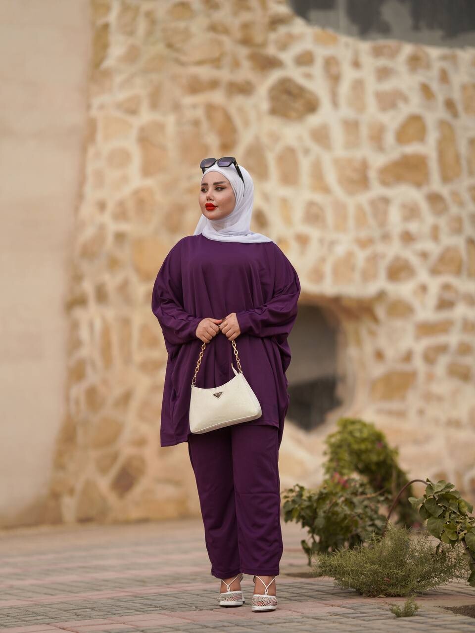 10421-26I-3 طقم قطعتين سادة - بنفسجي - Thumbnail