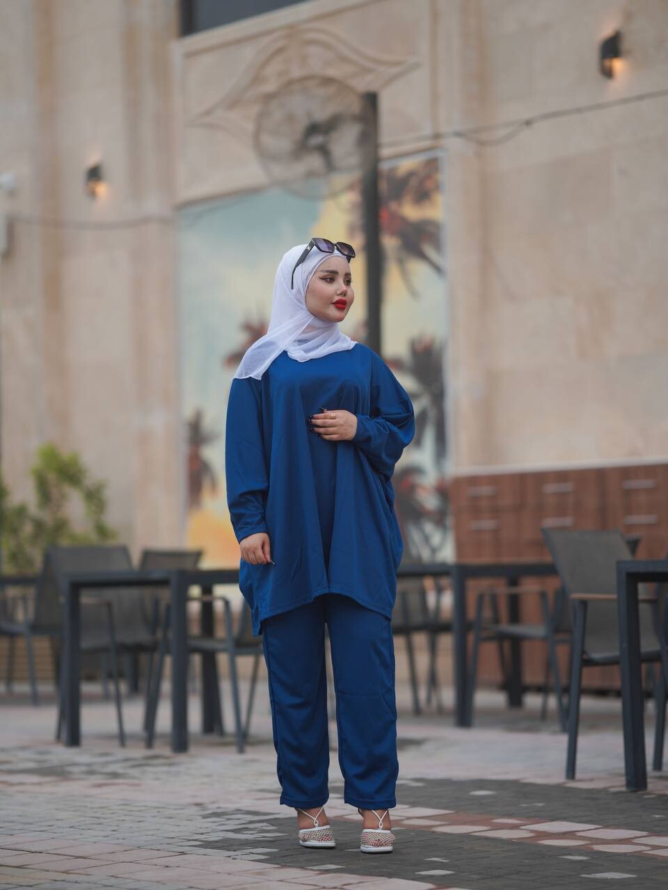 10421-26I-4 طقم قطعتين سادة - ازرق - Thumbnail