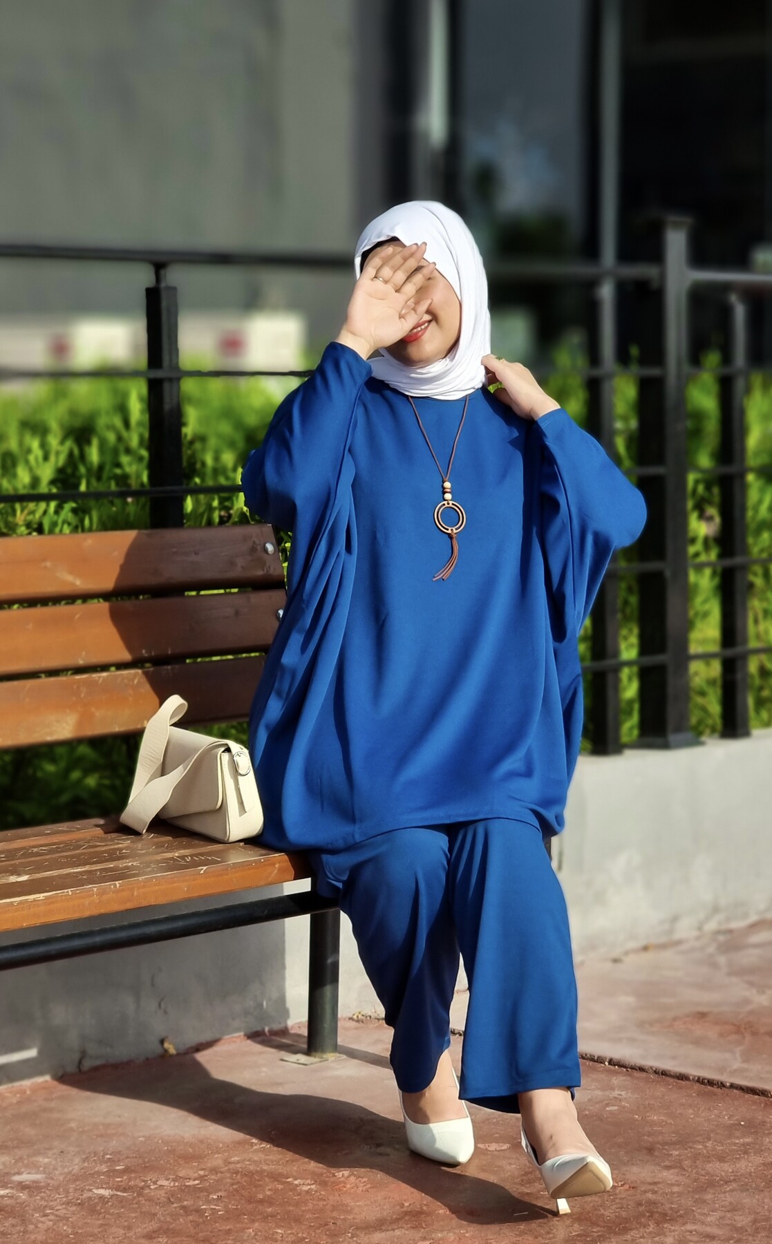 10421-26I-4 طقم قطعتين سادة - ازرق - Thumbnail