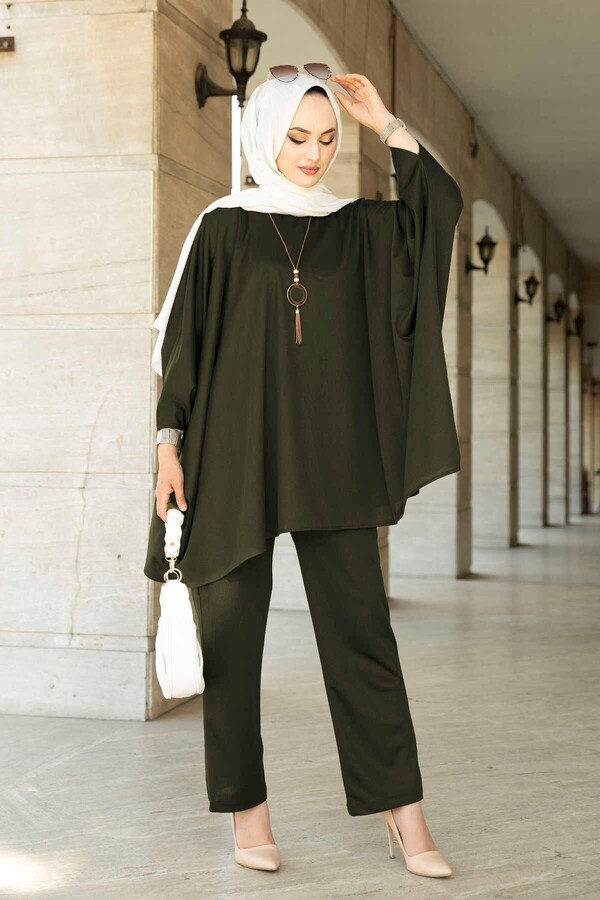 10421-26I-5 طقم قطعتين سادة - خاكي - Thumbnail