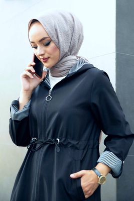 modapr - 10571-45S-5 ترانش كوت مطري ساده مبطن - نيلي (1)