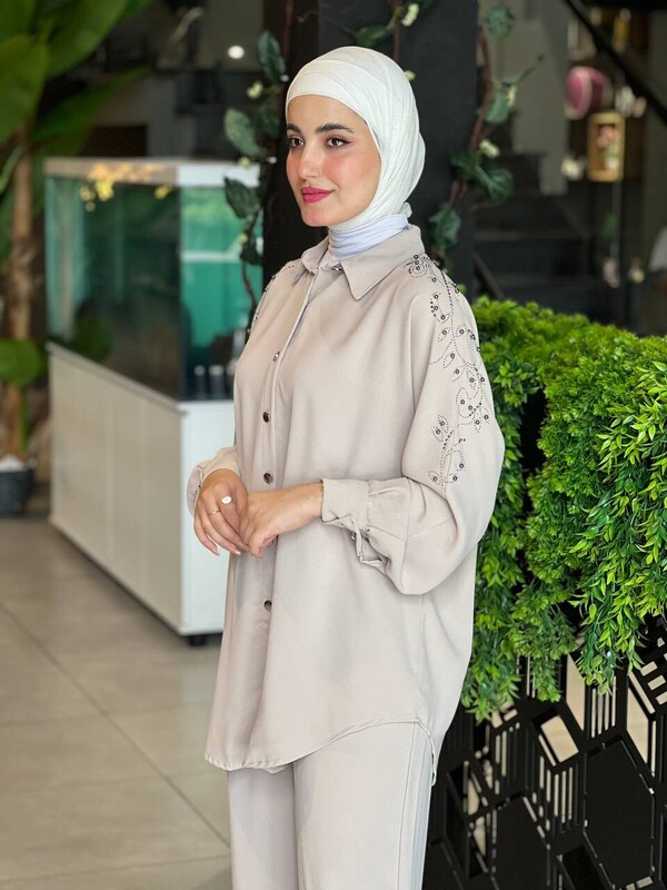 FOR YOU MODA - 10793-1I- 3 سوت قطعتين - بيج 