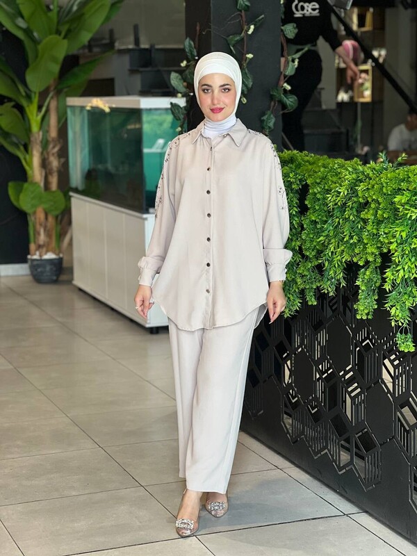 FOR YOU MODA - 10793-1I- 3 سوت قطعتين - بيج (1)