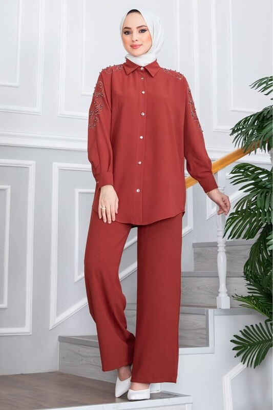 FOR YOU MODA - 10793-1I- 9 سوت قطعتين - قرميدي (1)