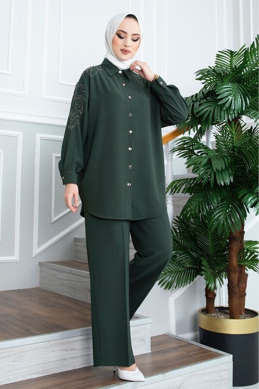 FOR YOU MODA - 10793-1I- 6سوت قطعتين - اخضر طوخ 