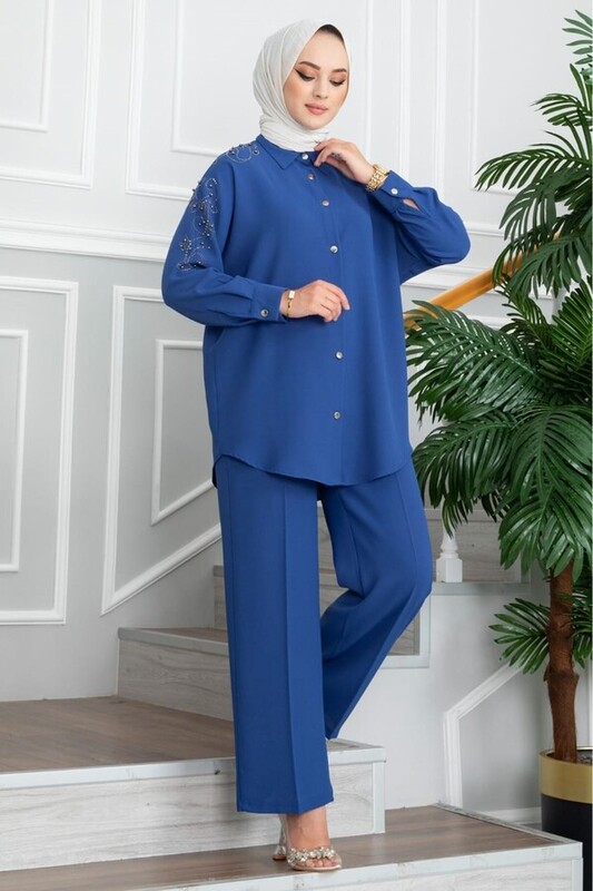 FOR YOU MODA - 10793-1I- 13 سوت قطعتين - ازرق 