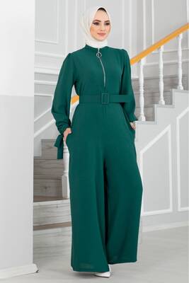 - 10836-13M-9 جمبسوت مع حزام ايروبين - اخضر طوخ  - 10836-13M-9 جمبسوت مع حزام ايروبين - اخضر طوخ