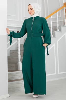 - 10836-13M-9 جمبسوت مع حزام ايروبين - اخضر طوخ (1)  - 10836-13M-9 جمبسوت مع حزام ايروبين - اخضر طوخ (1)