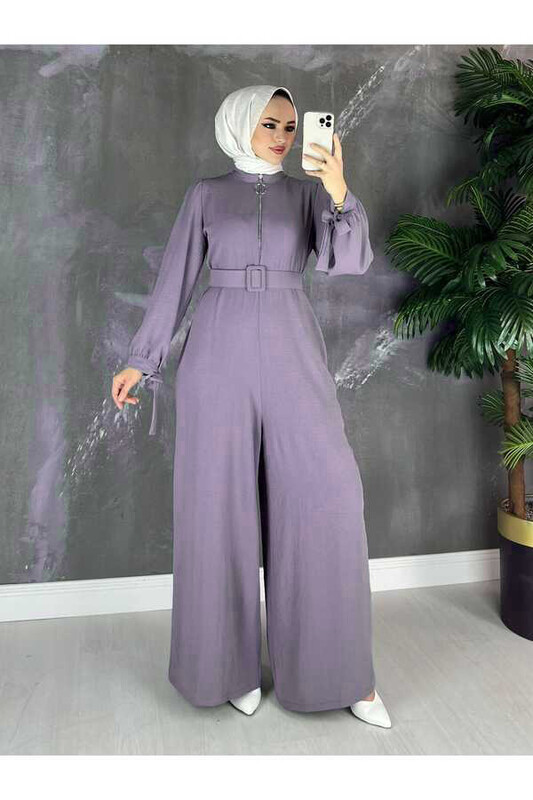 FOR YOU MODA - 10836-13M-10 جمبسوت مع حزام ايروبين - بنفسجي فاتح