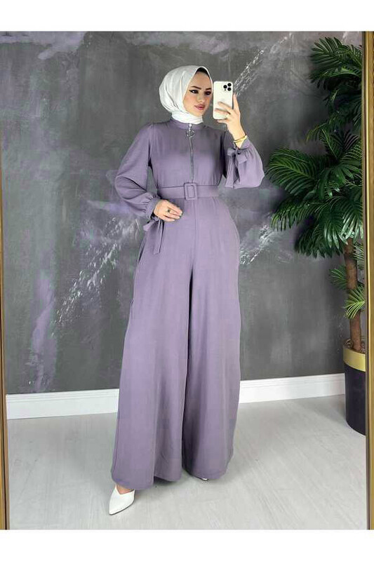 FOR YOU MODA - 10836-13M-10 جمبسوت مع حزام ايروبين - بنفسجي فاتح (1)