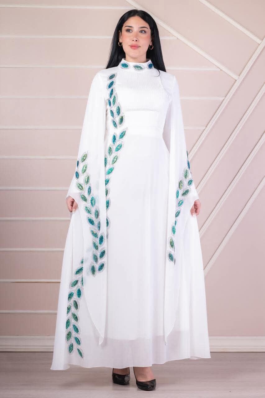 FOR YOU MODA - 1178-46L-فستان ابيض (1)