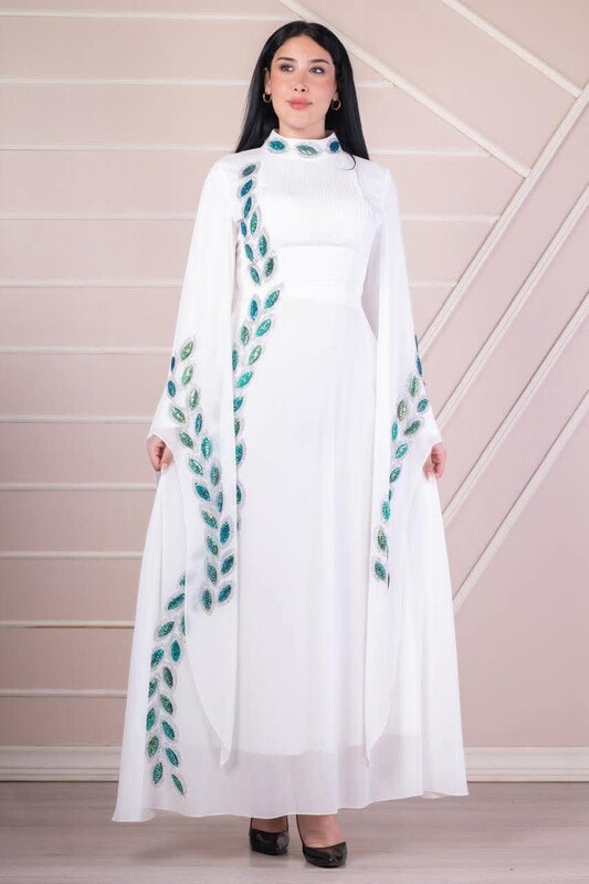 FOR YOU MODA - 1178-46L-فستان ابيض (1)