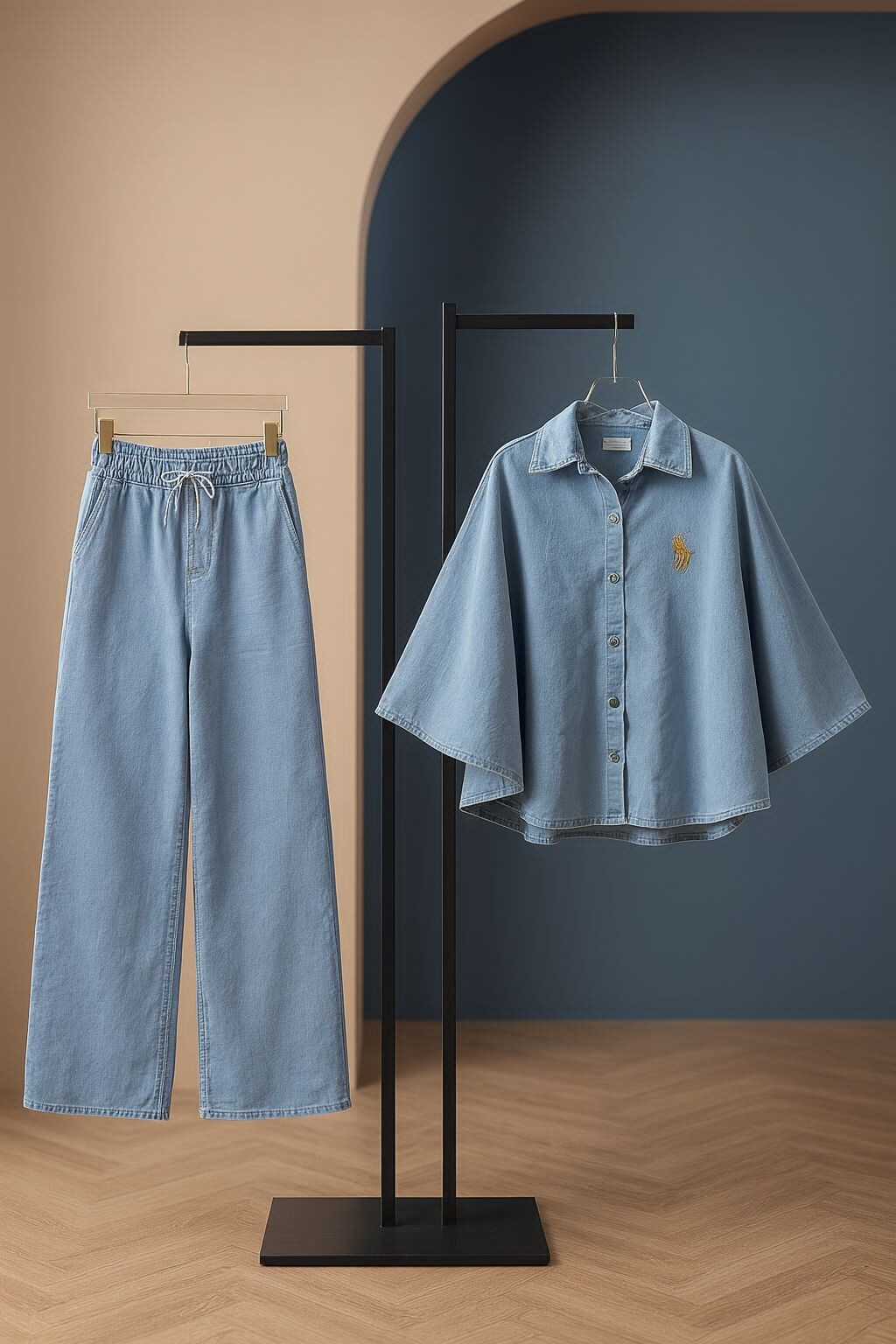 FOR YOU MODA - 1182-13L-سوت فراشه -جينز1