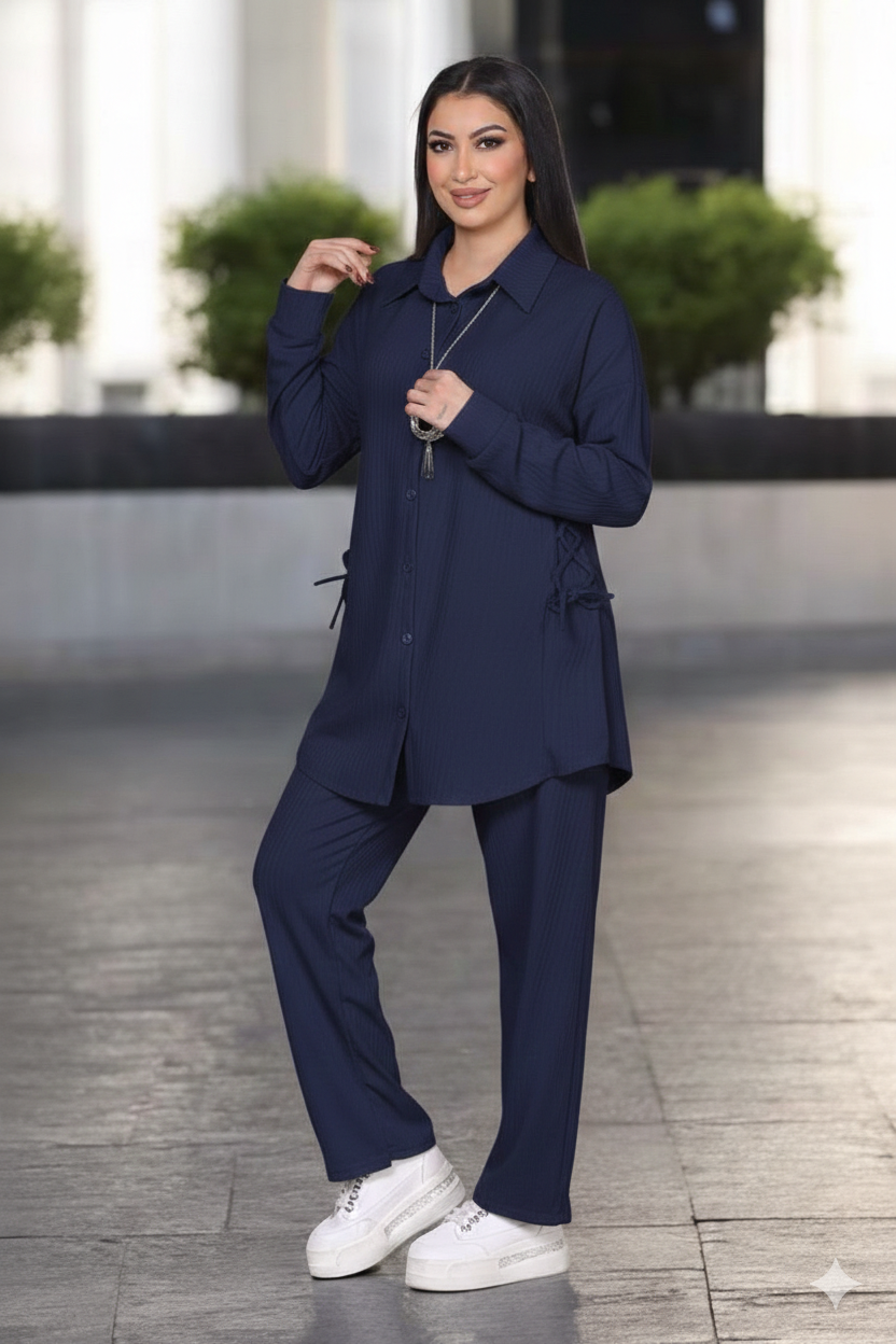 FOR YOU MODA - 1189-13N-4سوت بنطرون-نيلي 