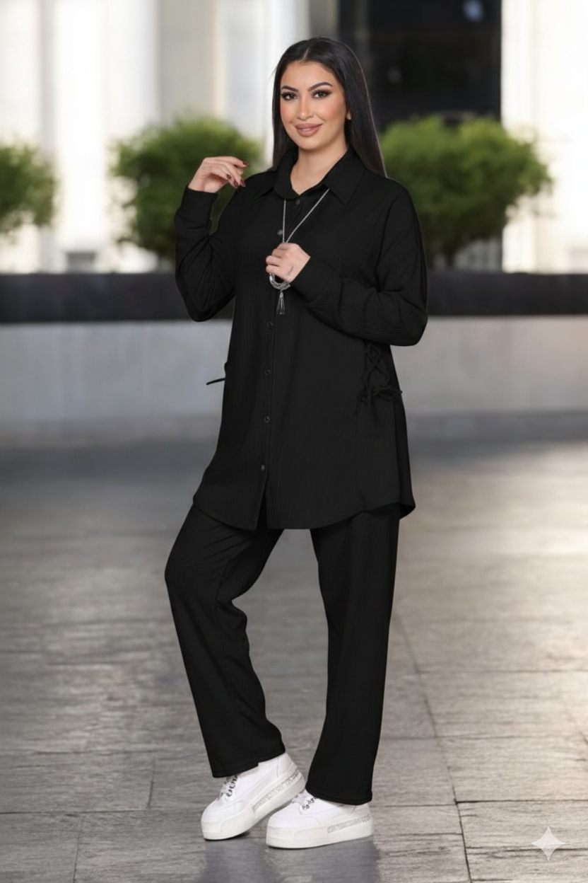 FOR YOU MODA - 1189-13N-1سوت بنطرون-اسود