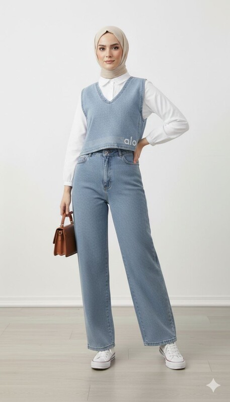 FOR YOU MODA - 1191-14O-1سوت بنطرون- جينز ثلث قطع (1)