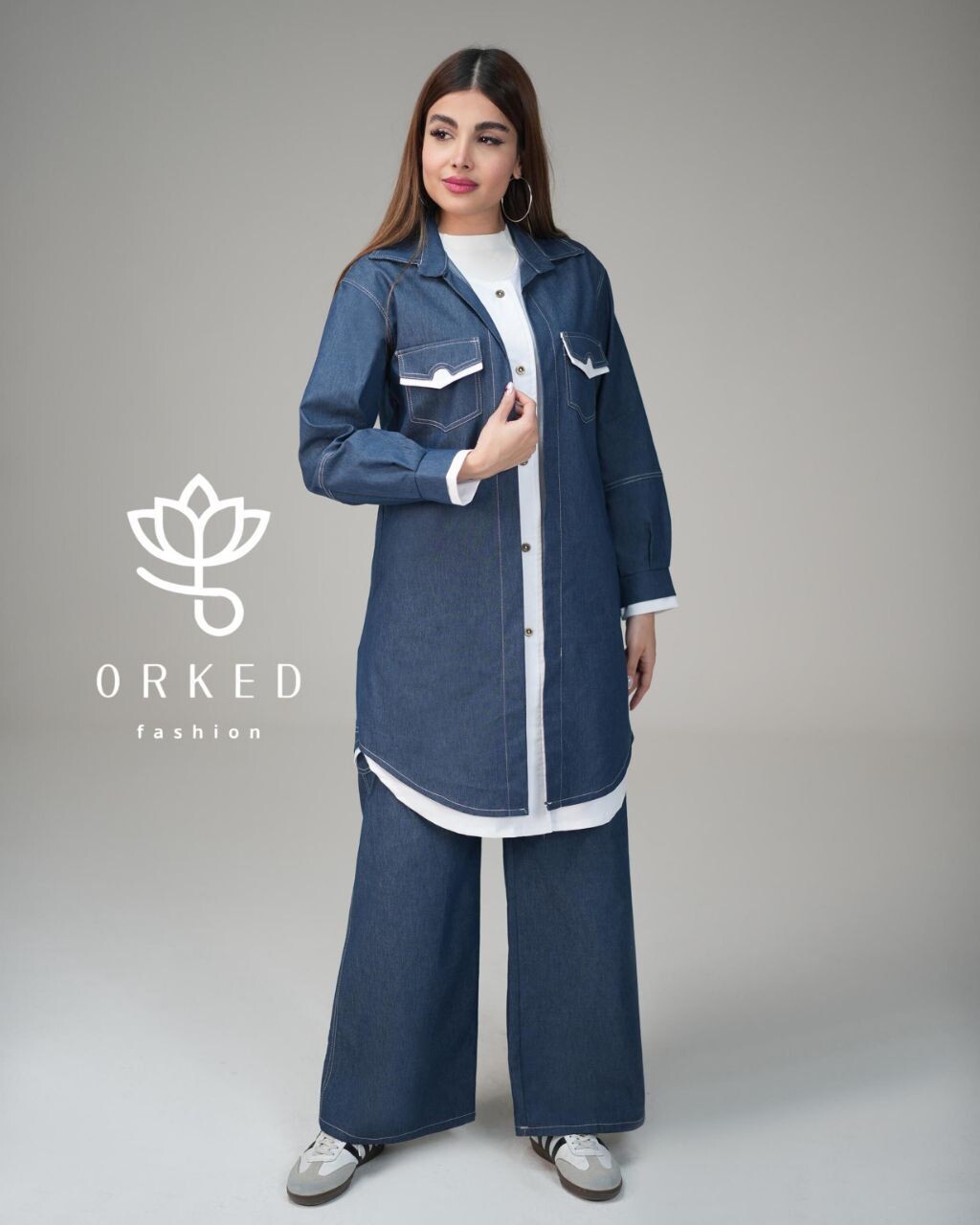 FOR YOU MODA - 1192-49G-2 سوت بنطرون -جينز غامق 