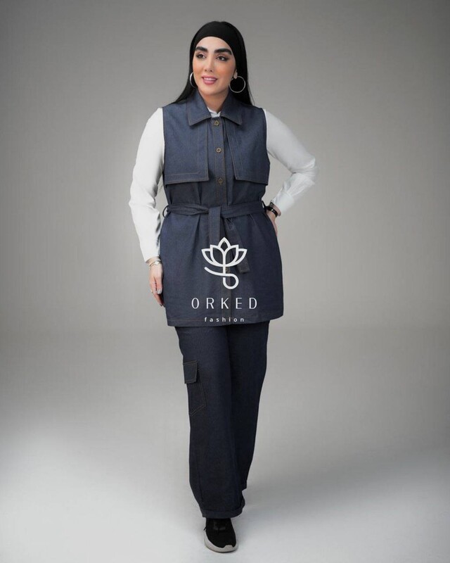 FOR YOU MODA - 1195-42N-سوت جبنز ثلث قطع - اسود 1