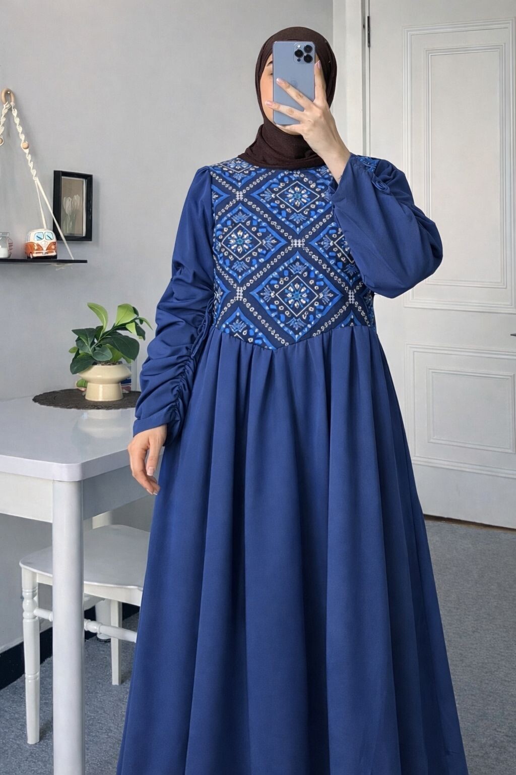 FOR YOU MODA - 1197-30O-3 فستان -نيلي 