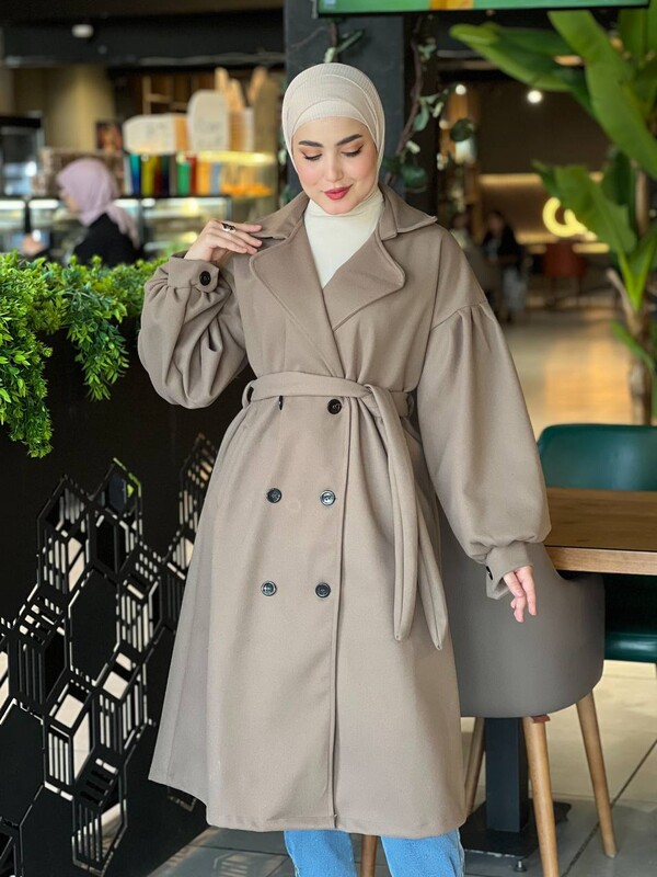 FOR YOU MODA - 1207-49Y-8 كوت جوخ ردن بالون - قهوائي 